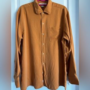 Men’s Tommy Bahama 100% silk long sleeved button up shirt in rust color.  XL
